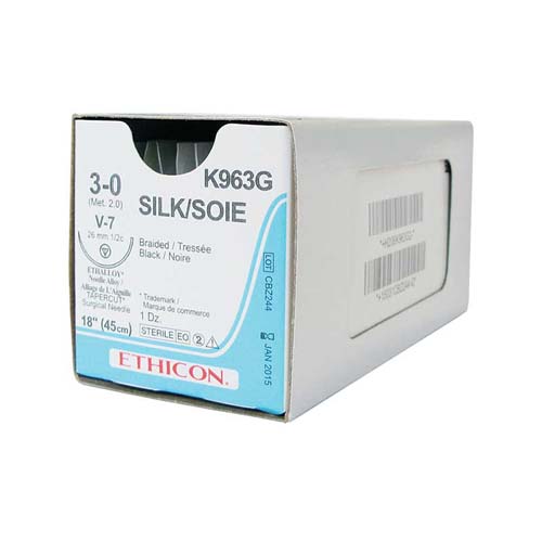 Ethicon (1684G) Sutures Silk Blk  3/0 24mm 3/8 R/C PS-1 45cm