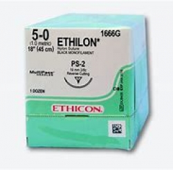Ethicon (1666G) Sutures Nylon Ethilon Blk  5/0 19mm 3/8 R/C PS-2 45cm